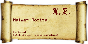 Malmer Rozita névjegykártya